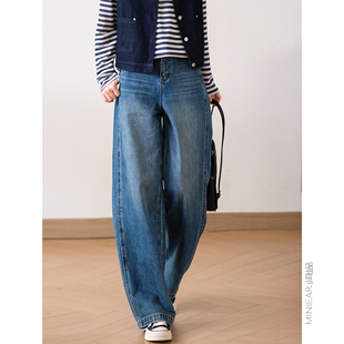 窄版 老爹裤 立体斜裁 小耳出品 全棉宽松牛仔裤 神 多车线 摩登裤