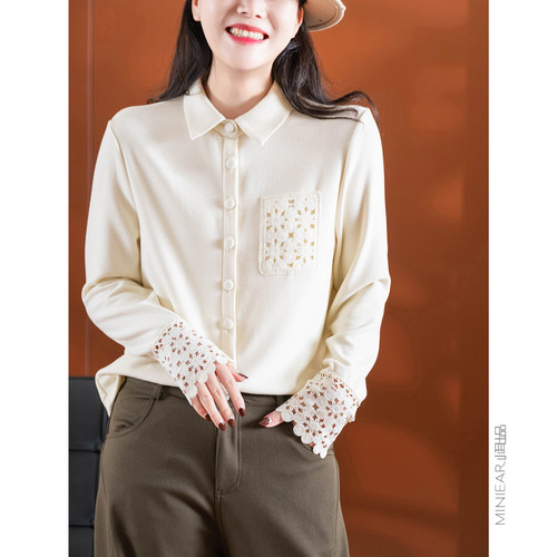 简约显瘦镂空拼接舒适衬衫女