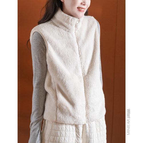 长毛珊瑚绒保暖休闲马甲上衣