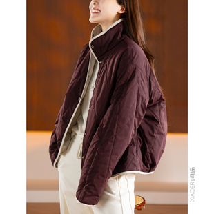 小耳出品【正反两穿羊毛服】填充100羊毛！菱格绗缝/立领暗扣棉服