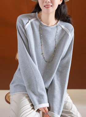 小耳出品 设计感卫衣 立体剪裁/翻色拼边/篙支棉 加绒圆领卫衣女