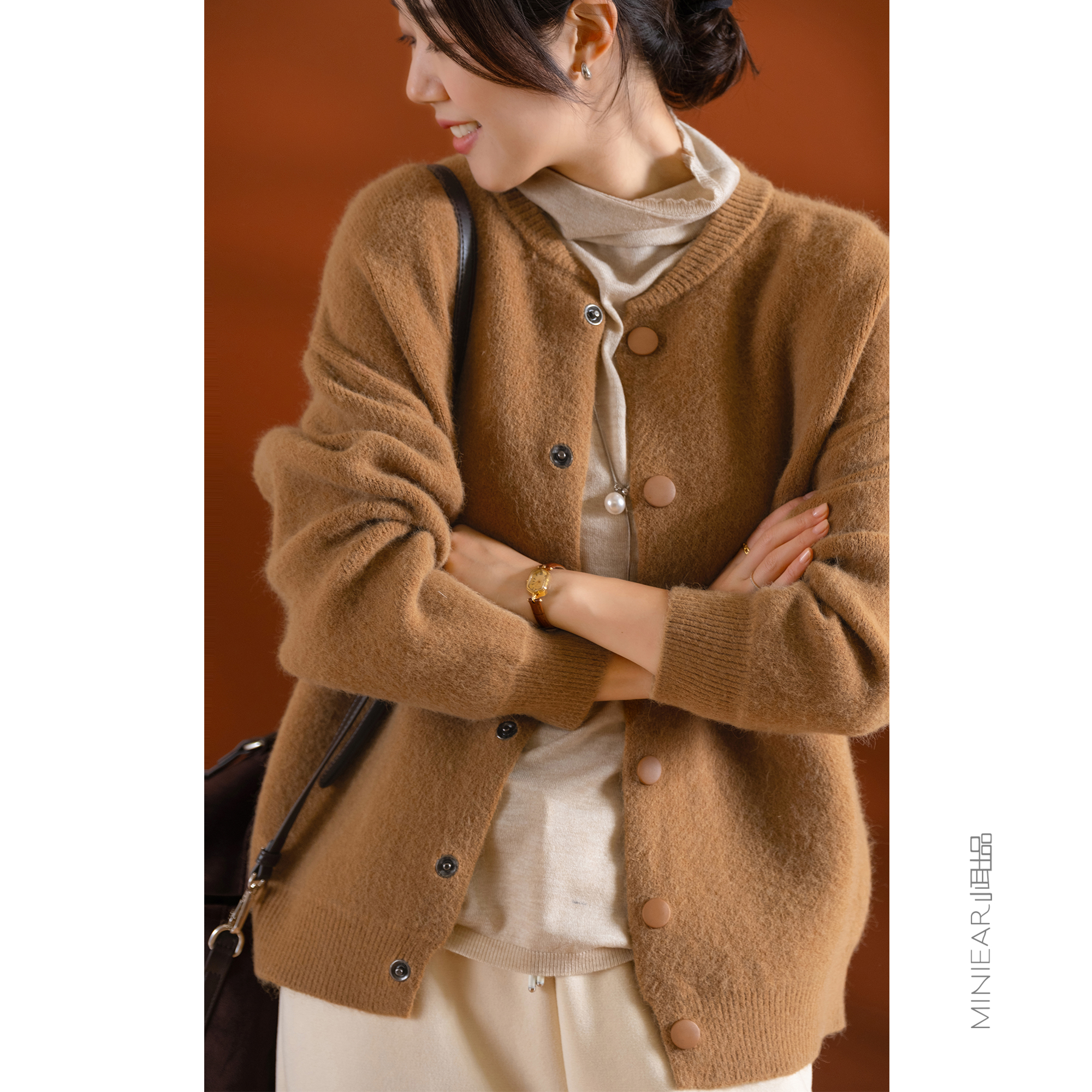 小耳出品棒球领针织开衫毛衣上衣