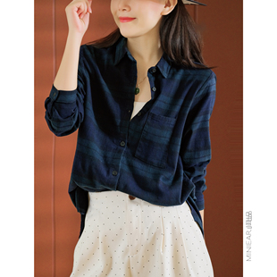 休闲衬衣 色织全棉港风日常通勤百搭条纹衬衫 小耳出品 通勤影像