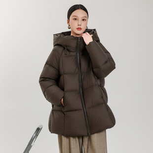 羽绒服女中长款2025冬季新款小个子加厚鹅绒90超好看流行连帽外套