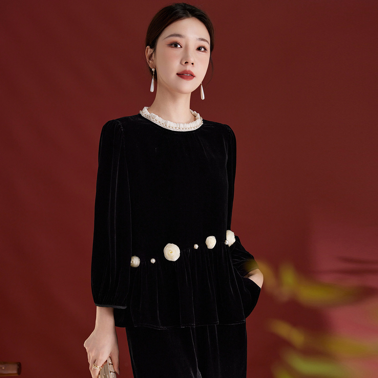 真丝源头工厂设计感秋季新款长袖衬衫真丝丝绒高级感女款上衣