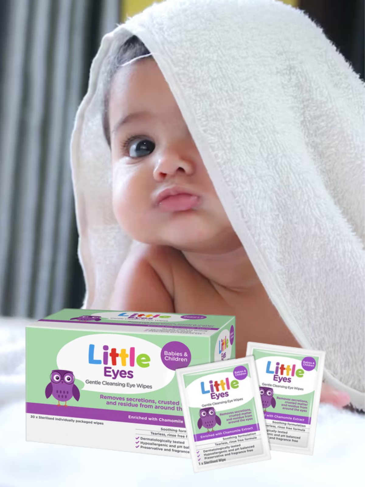 澳洲直邮Little eye 婴儿眼睛清洁湿巾温和低敏舒缓保湿亲肤30片