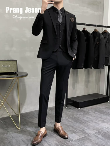 Мужской осенний классический костюм, цветное свадебное платье для отдыха, облегающий крой, большой размер