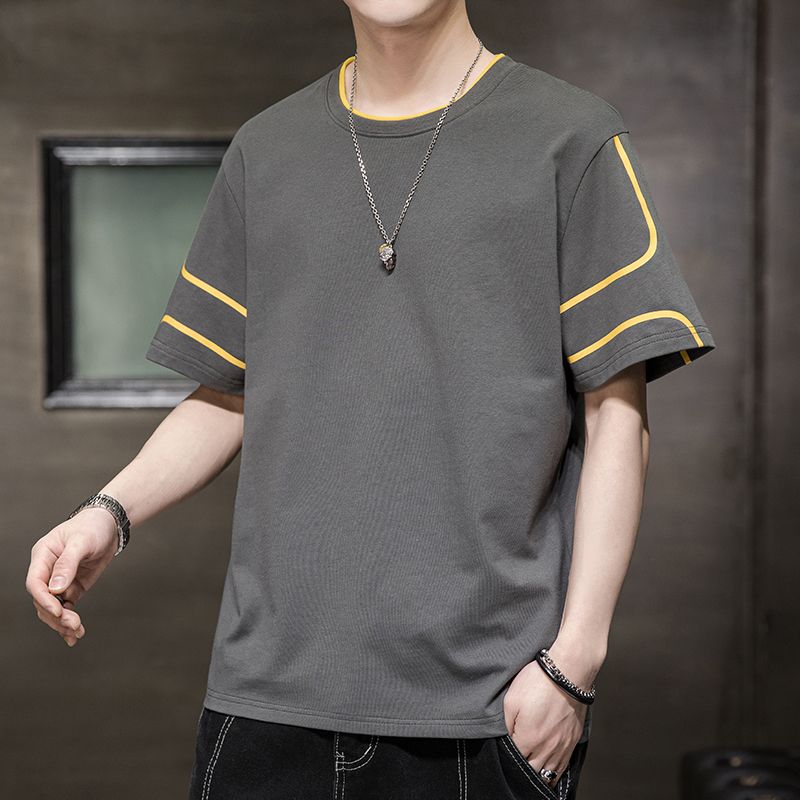 短袖恤男士夏季国潮加肥加大码胖子男装简约百搭印花半袖上衣服