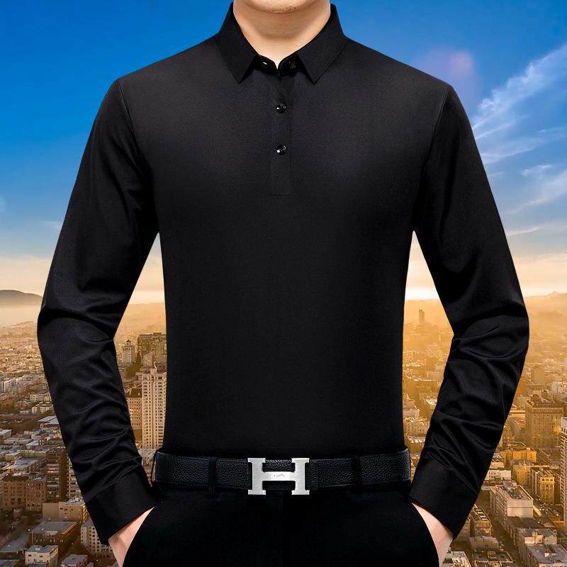 桑长袖恤男中年爸爸打底衫翻领春秋装上衣秋衣卫衣春秋小衫