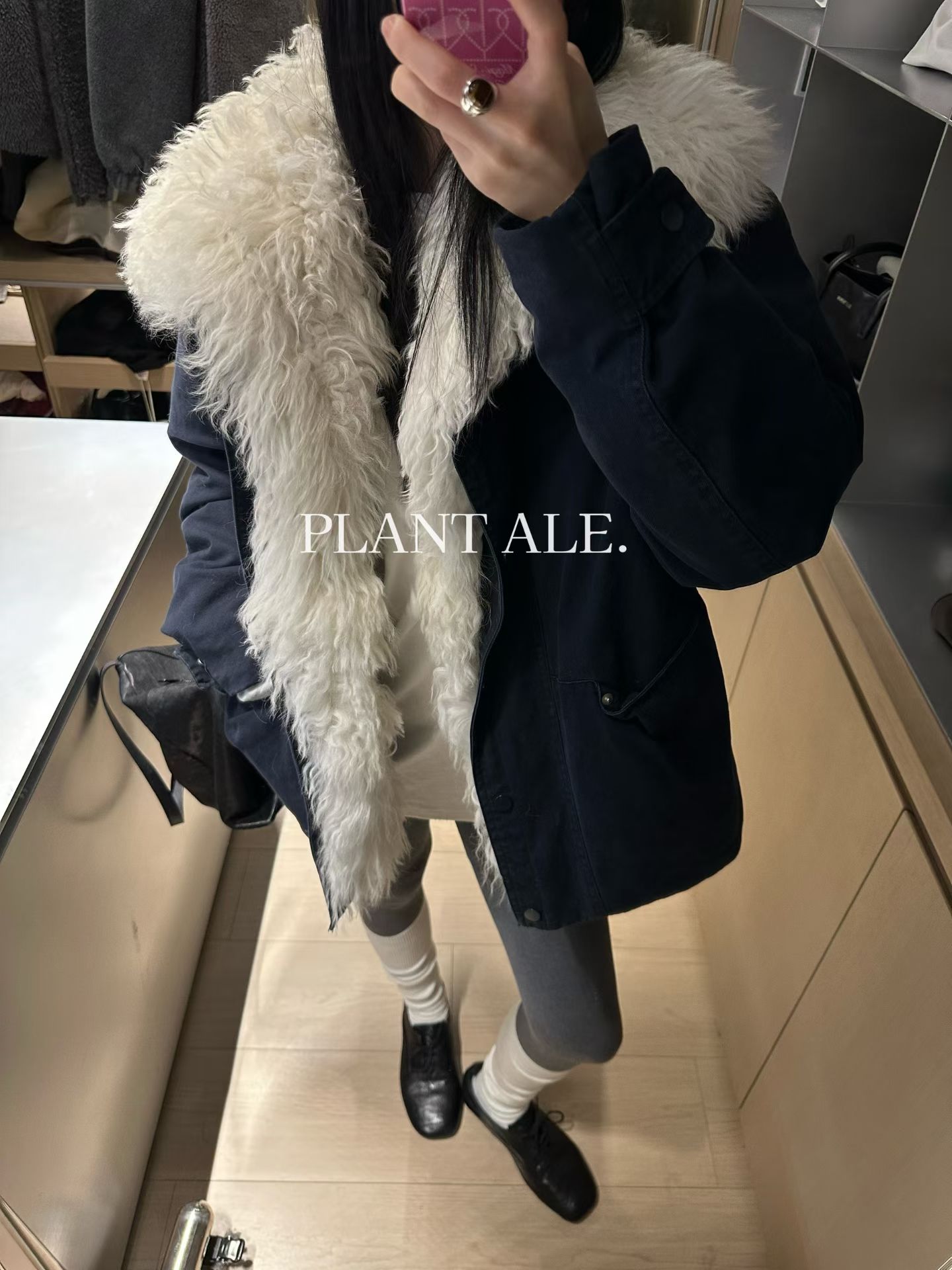 Plant Ale~冬上新韩系简约可拆卸毛领高级派克服鹅绒外套