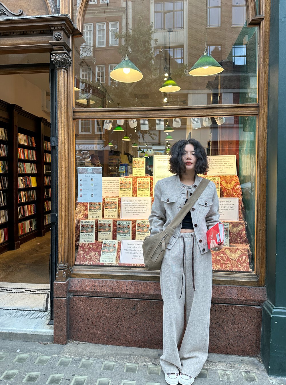 ONI欧尼~秋上新亚麻混纺撞色极简老钱风短外套