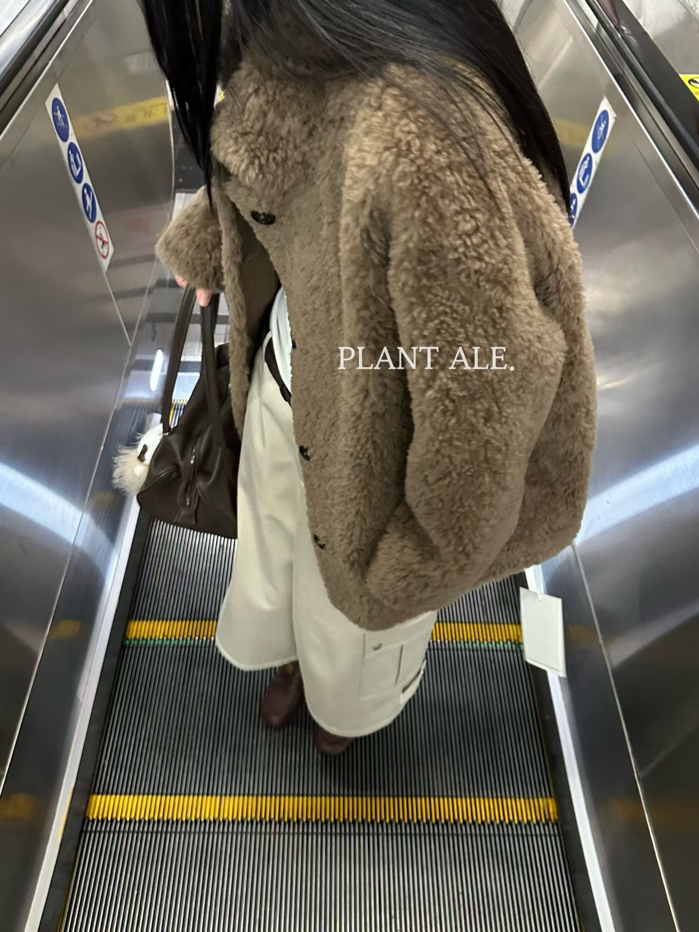 Plant Ale~冬上新100%羊毛设计感立领羊羔毛毛绒外套