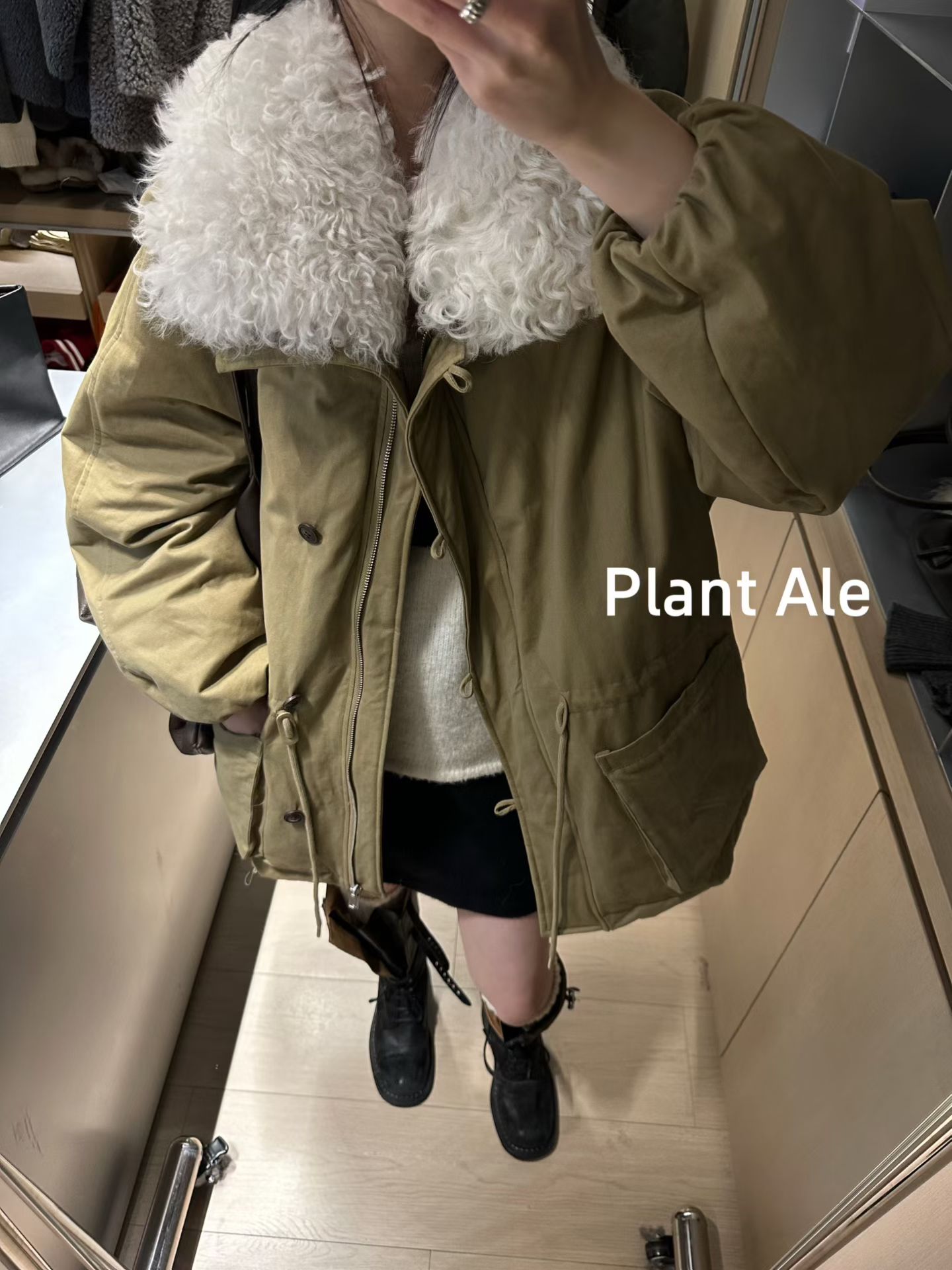 Plant Ale~冬上新韩系简约可拆卸真毛领高级派克服鹅绒外套