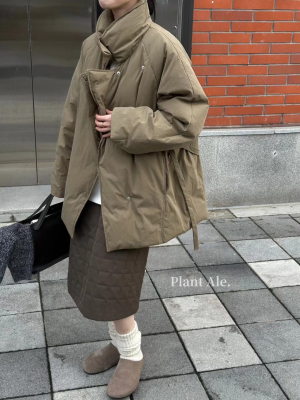 Plant Ale~韩里韩气中国风设计感小众中长款宽松翻领休闲鹅绒服