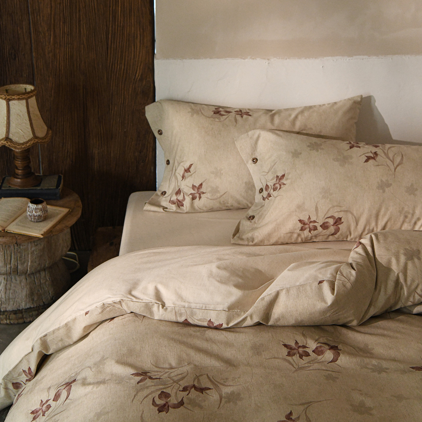 南法假日竹节棉麻绣花长绒棉亚麻四件套全棉纯棉床上用品床单被套