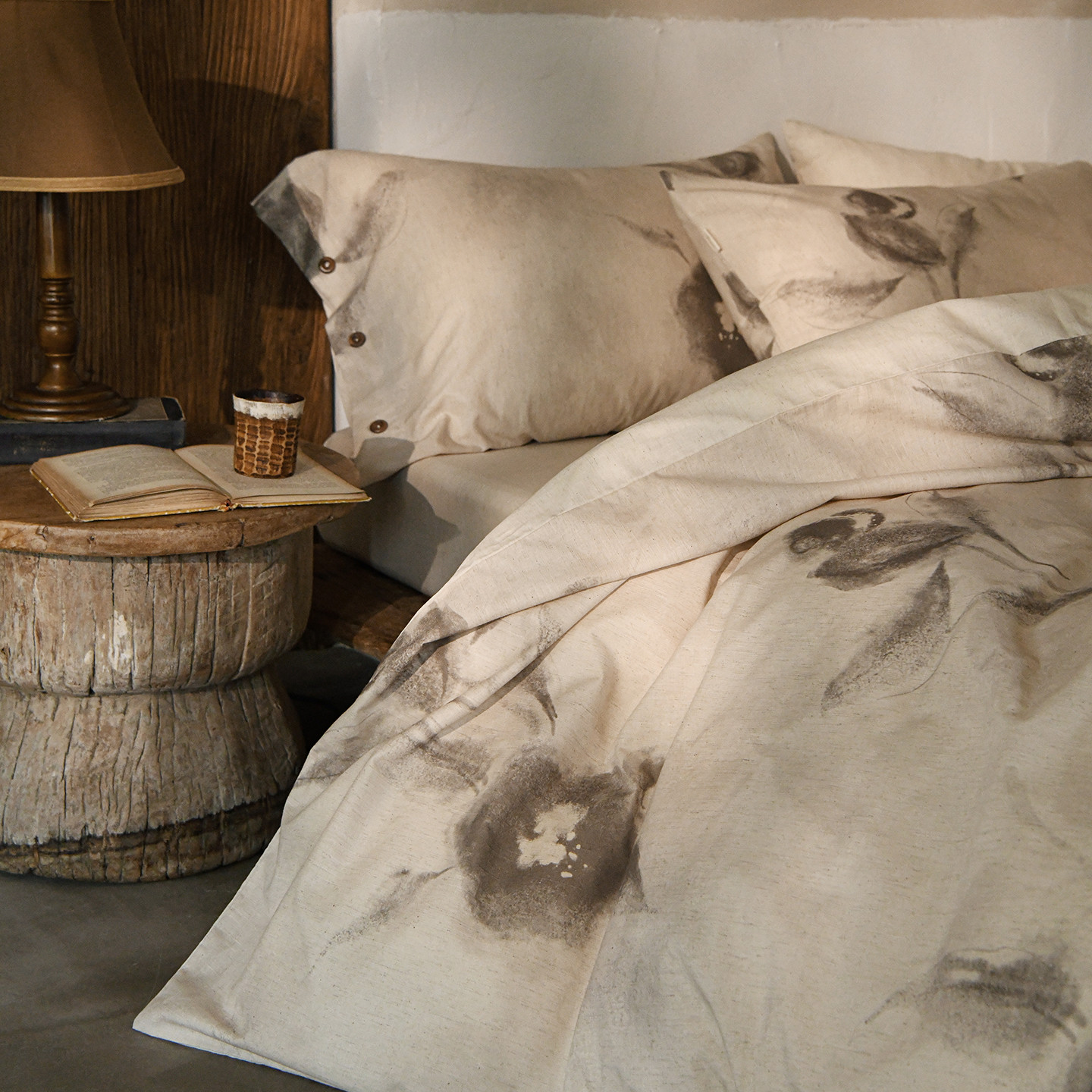 南法假日竹节棉麻绣花长绒棉亚麻四件套全棉纯棉床上用品床单被套