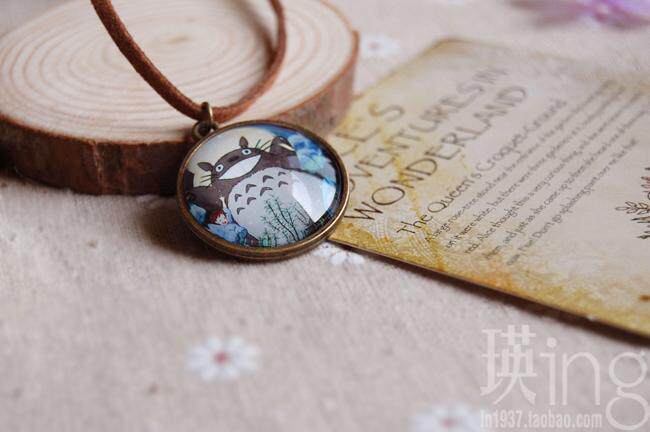 复古森林系 宫崎骏龙猫 手作时光宝石项链 挂饰 小清新毛衣链