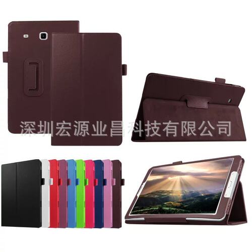 适用平板Tab E 8.0保护套t285 T377皮套荔枝纹t280两折支架保护壳