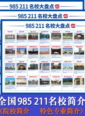 985211名校目标墙挂图全国重点本科名校简介海报激励榜教室装饰画