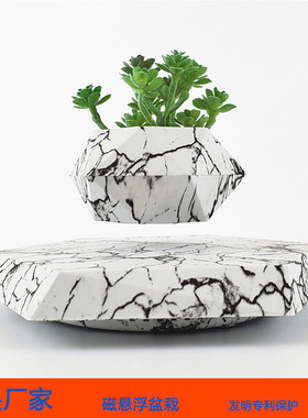 北欧现代简约磁悬浮大理石盆栽创意家居阳台商场酒店绿植花园