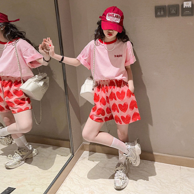 女童夏装套装2025新款儿童夏季网红时髦短裤薄款两件套小女孩夏款