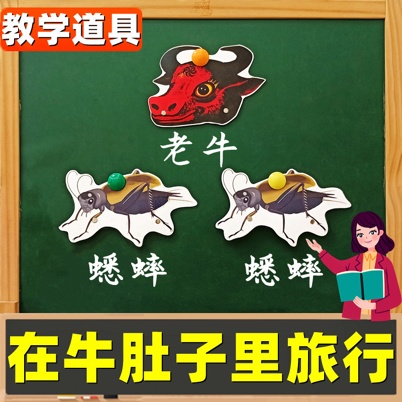 在牛肚子里旅行头饰道具人教版三年级公开课教学用具黑板贴图教具