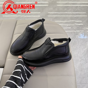 冬季 套脚休闲皮鞋 高帮羊毛鞋 2025新款 男 男真皮棉鞋 3515强人男鞋