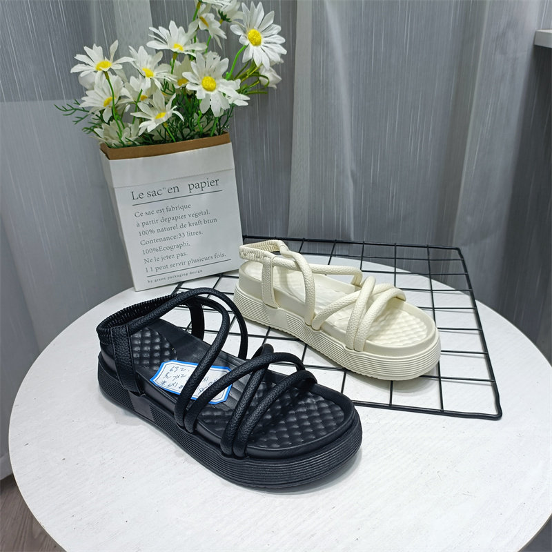 断码清仓休闲百搭学生女凉鞋夏季露趾中跟坡跟厚底韩版舒适女鞋