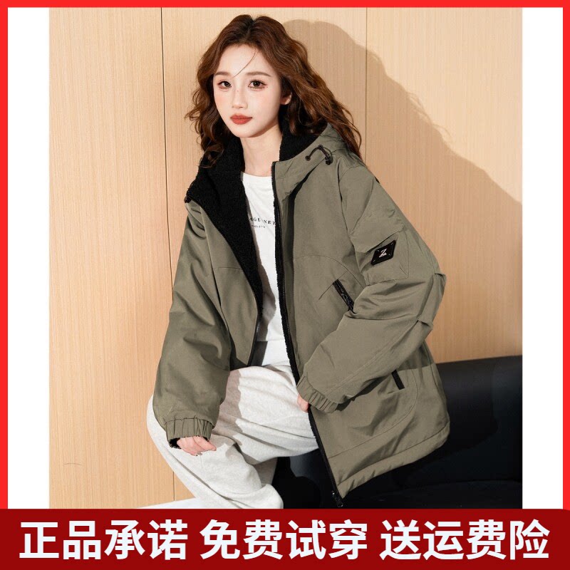 唐狮官方正品女2026新款旗舰女装店商场同款棉女连帽加厚棉服外套