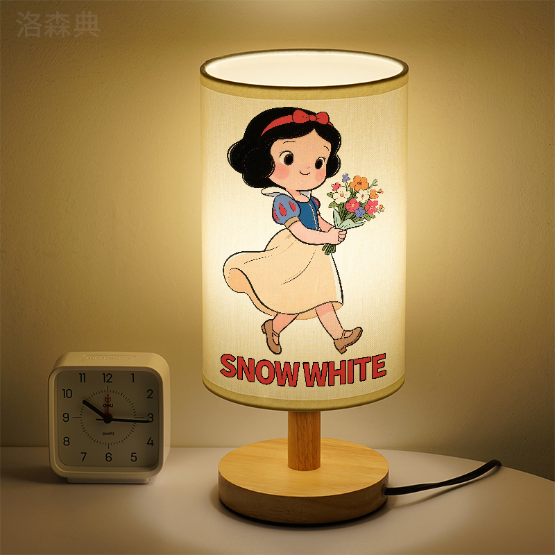 洛森典卧室卡通木三色变光小台灯