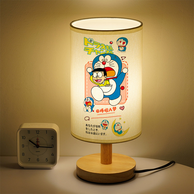 可爱卡通小台灯日系学生床头灯卧室儿童定制小夜灯实木布艺LED灯