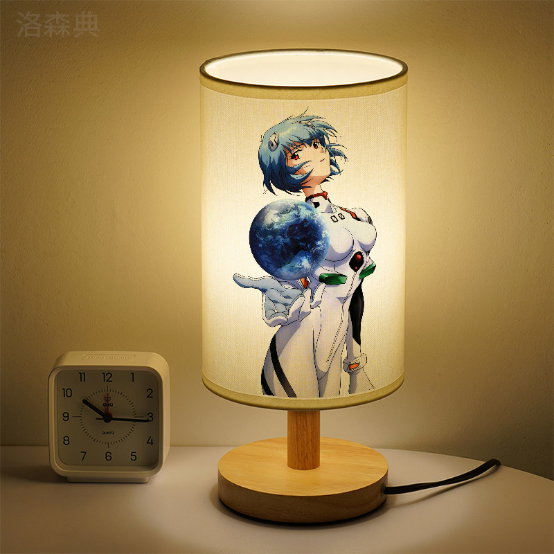 洛森典布艺卧室卡通木暖光小台灯