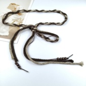 波西米亚风深咖色编织腰带女串珠装 饰腰绳配裙子流苏腰封编织腰链