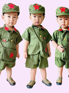 宝宝红军小孩军衣两岁小孩衣服儿童军装1到3岁幼儿园一整套夏季男