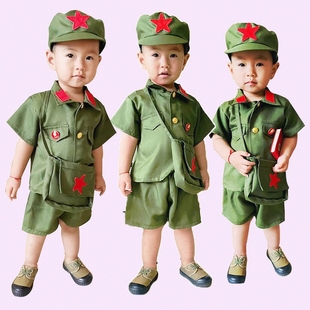 宝宝红军小孩军衣两岁小孩衣服儿童军装1到3岁幼儿园一整套夏季男