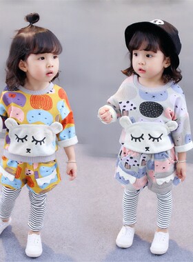 女童秋装2026春季新款洋气女宝宝长袖套装1-6岁婴幼儿衣服两件套
