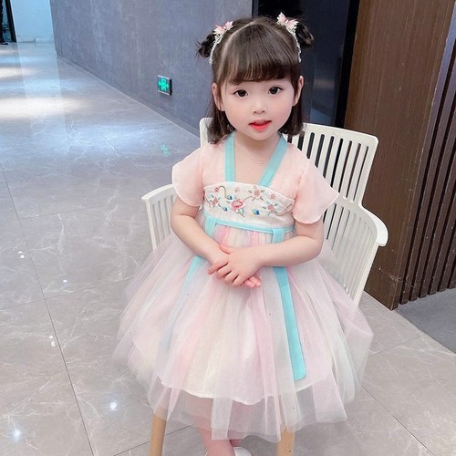 汉服女童孩超仙中国风薄款夏季古风2025新款裙子刺绣小孩子连衣裙