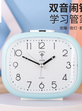 北极星音乐小闹钟夜灯床头钟创意学生儿童懒人钟表石英钟静音台钟