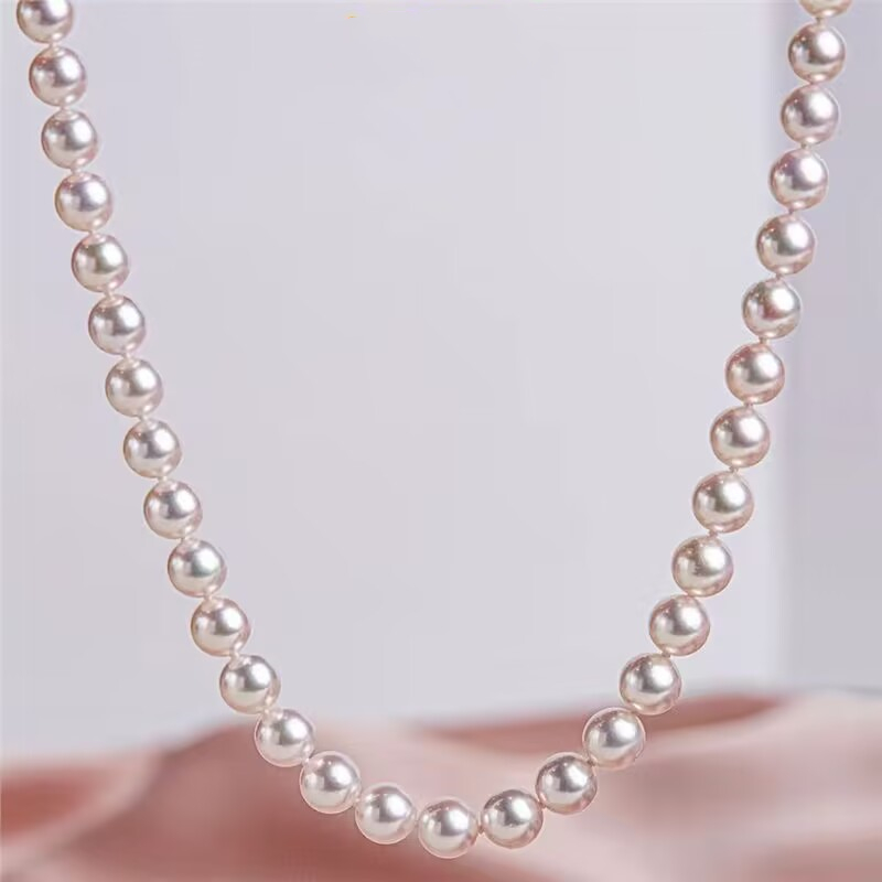 气质时尚樱花粉色强光正圆珍珠项链经典简约高级百搭简约锁骨链