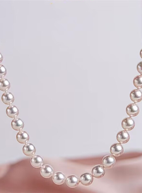 气质时尚樱花粉色强光正圆珍珠项链经典简约高级百搭简约锁骨链