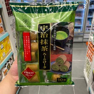香港代购 日本进口山内宇治抹茶味蛋糕卷10个入休闲零食糕点170g