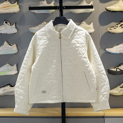 李宁拉链女子短款聚酯纤维棉服