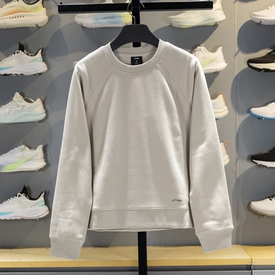 李宁女子圆领加绒保暖套头卫衣