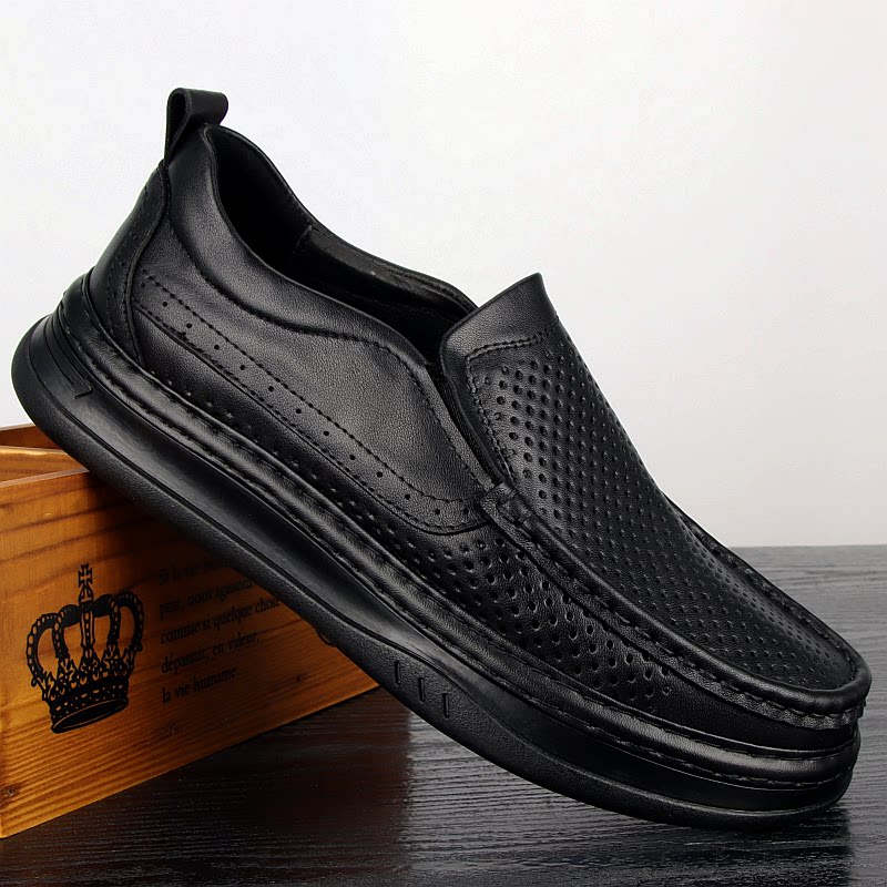高端男鞋外贸镂空皮鞋真皮透气打孔休闲皮鞋头层牛皮洞洞鞋皮凉鞋
