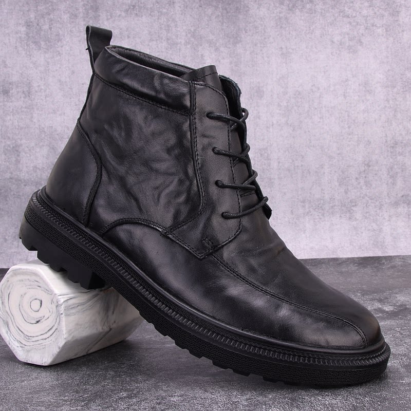 马丁靴男款2026新款冬季英伦风头层牛皮男鞋中帮时尚皮鞋潮流男靴
