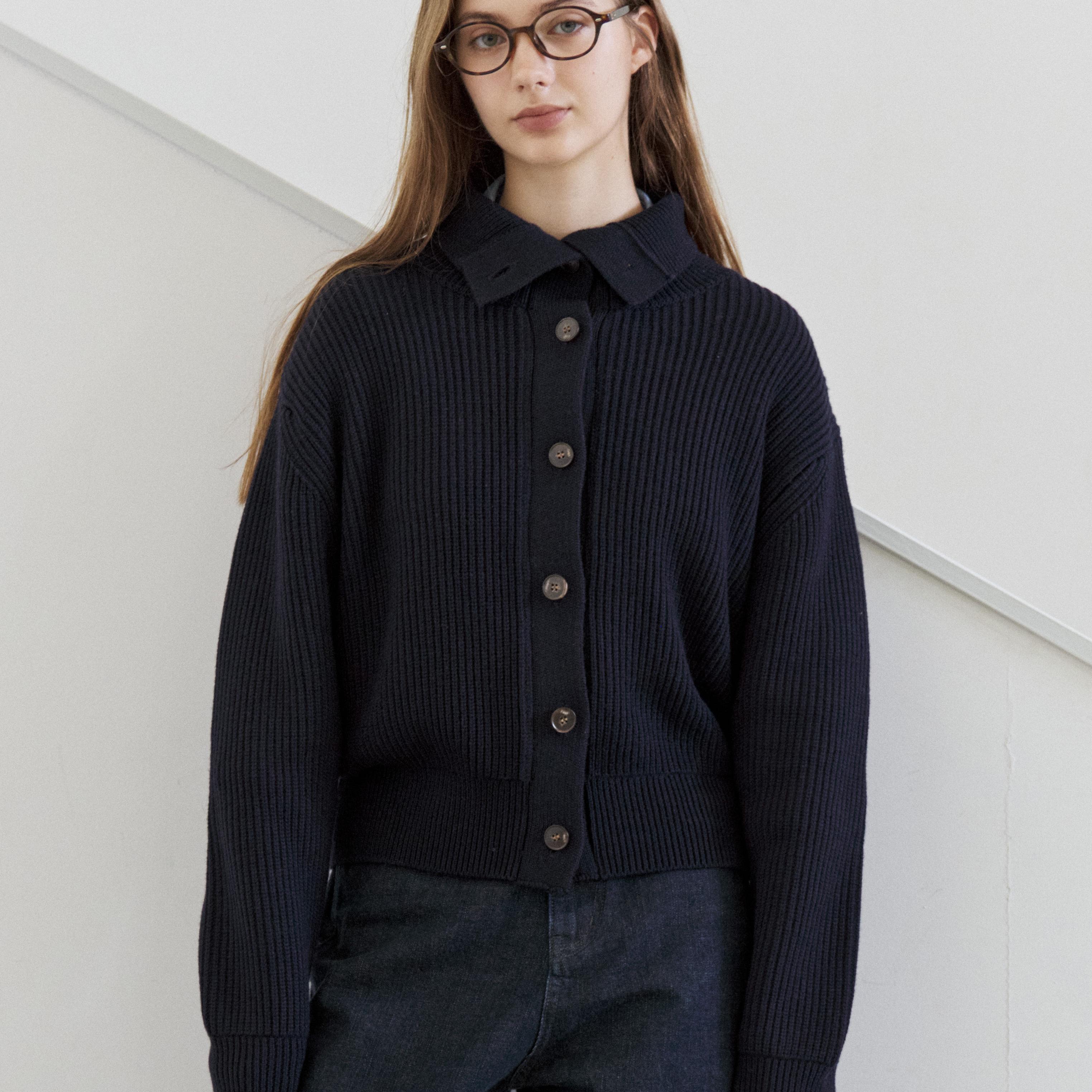 LINHOUSED单排扣翻领毛衣外套