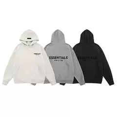 Fog Multi-Line Essentials Flocked Hooded Sweatshirt High Street Loose Casual American Style Couple Pullover for Men and Women