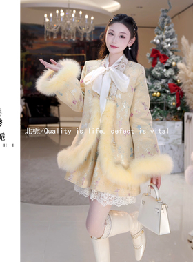 【如鱼得水】新中式V领狐狸毛羽绒服 815877 815878