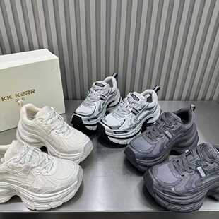 百搭透气 厚底增高7cm休闲运动鞋 绑带老爹鞋 女冬季