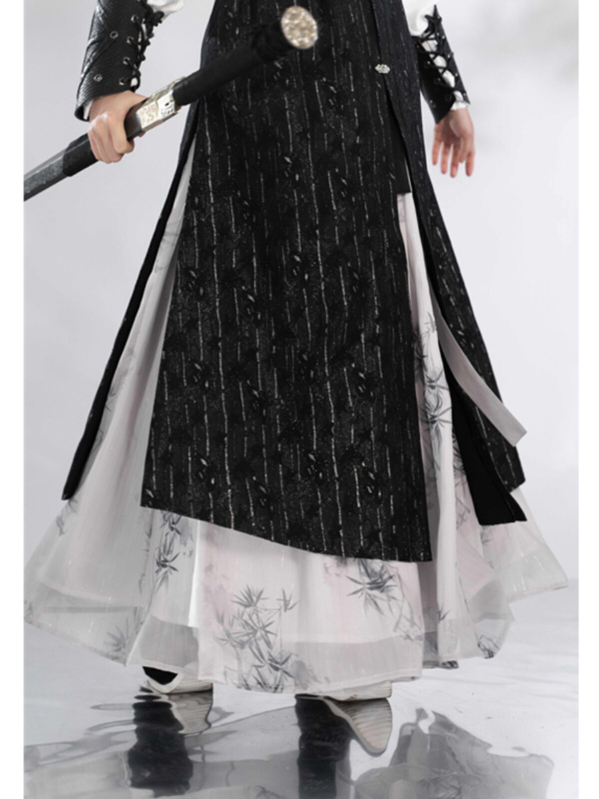YUYUE SIYI BUREAU [LINGSHUANG] 봄과 가을 오리지널 심플 무지 후드 칼라 크로스 칼라 HANFU 유니섹스 재킷